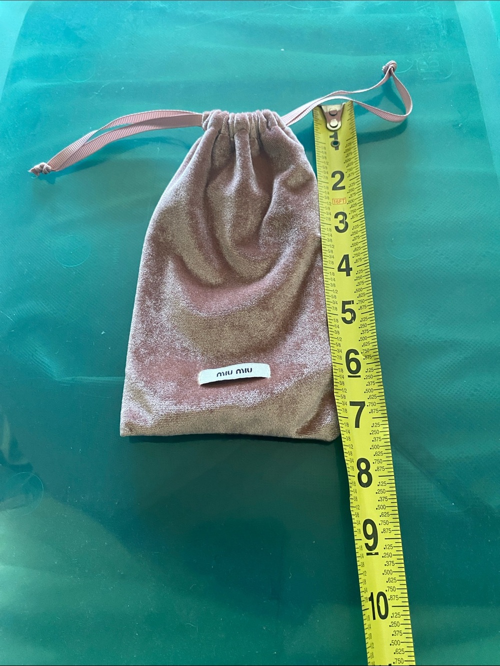 Miu Miu Velvet Drawstring Pouch in Blush Pink - Picture 2 of 5
